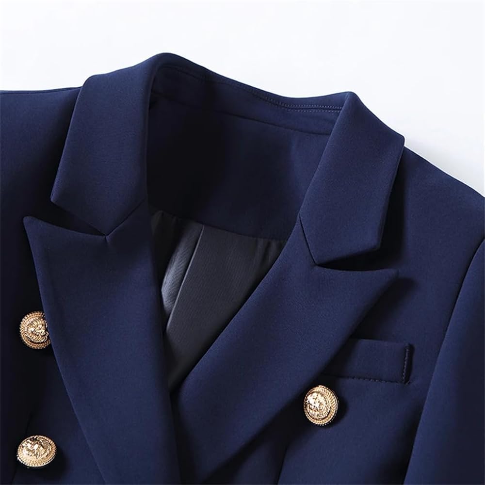 ★on&on★ Double Breasted Jacket NEW4WJ938_14 Women's Designer Blazer Jacket Gold Buttons Navy Blue Double